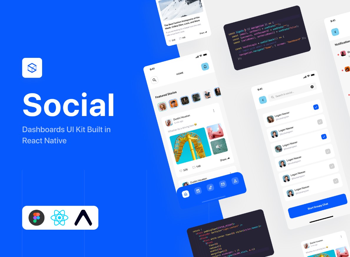 Social Dashboards – React Native Kit Screenshot 2