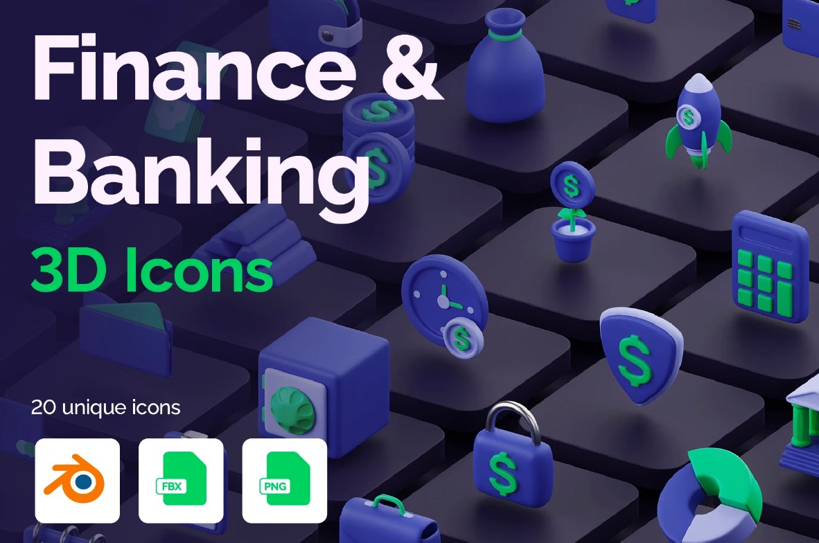 3D Finance & Banking Icon Pack