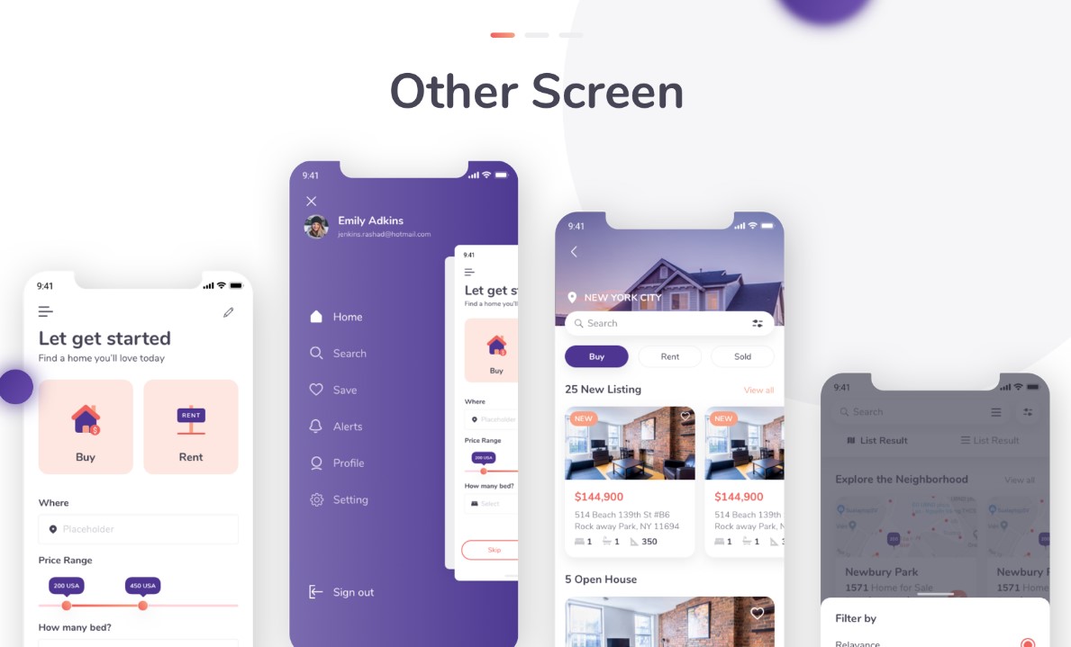 Rent Home Mobile UI Kit Screenshot 2