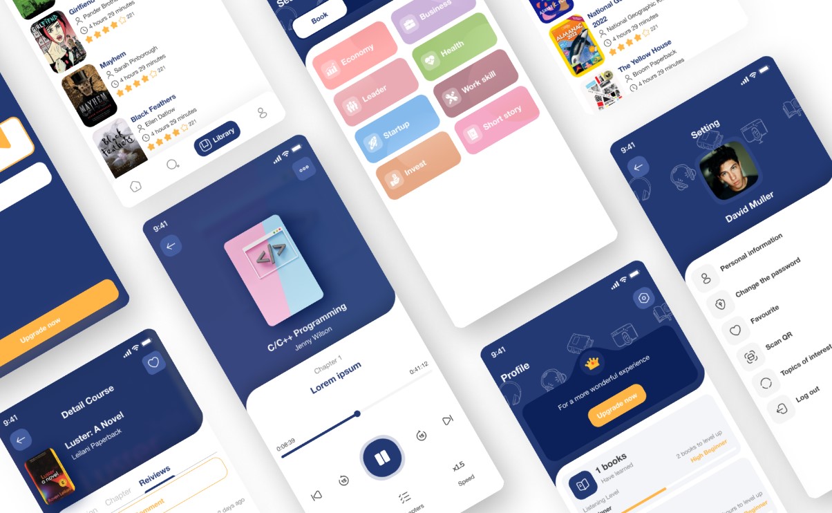 Audio Book & eBook Mobile App UI Kit Screenshot 1