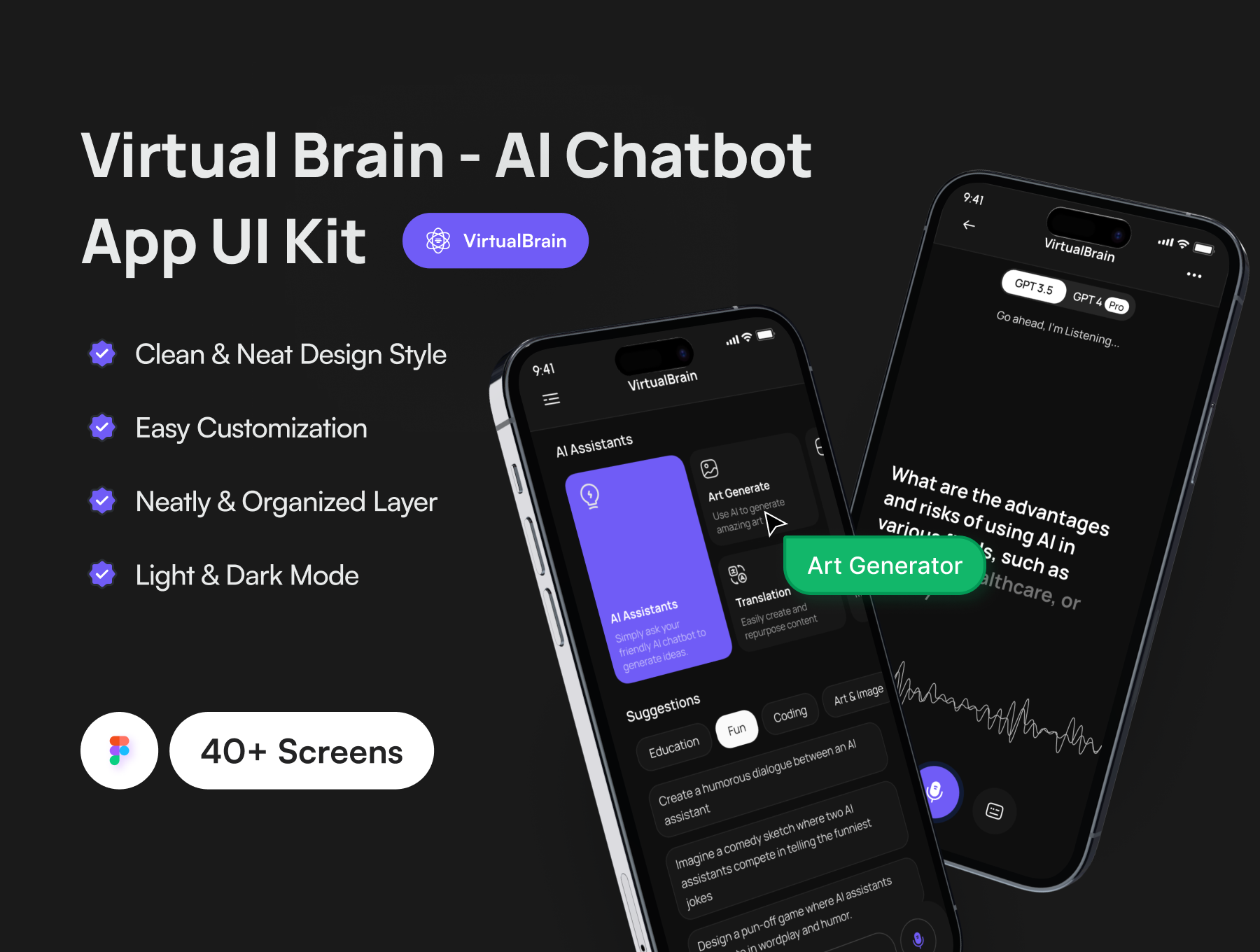 Virtual Brain – AI Chatbot App UI Kit