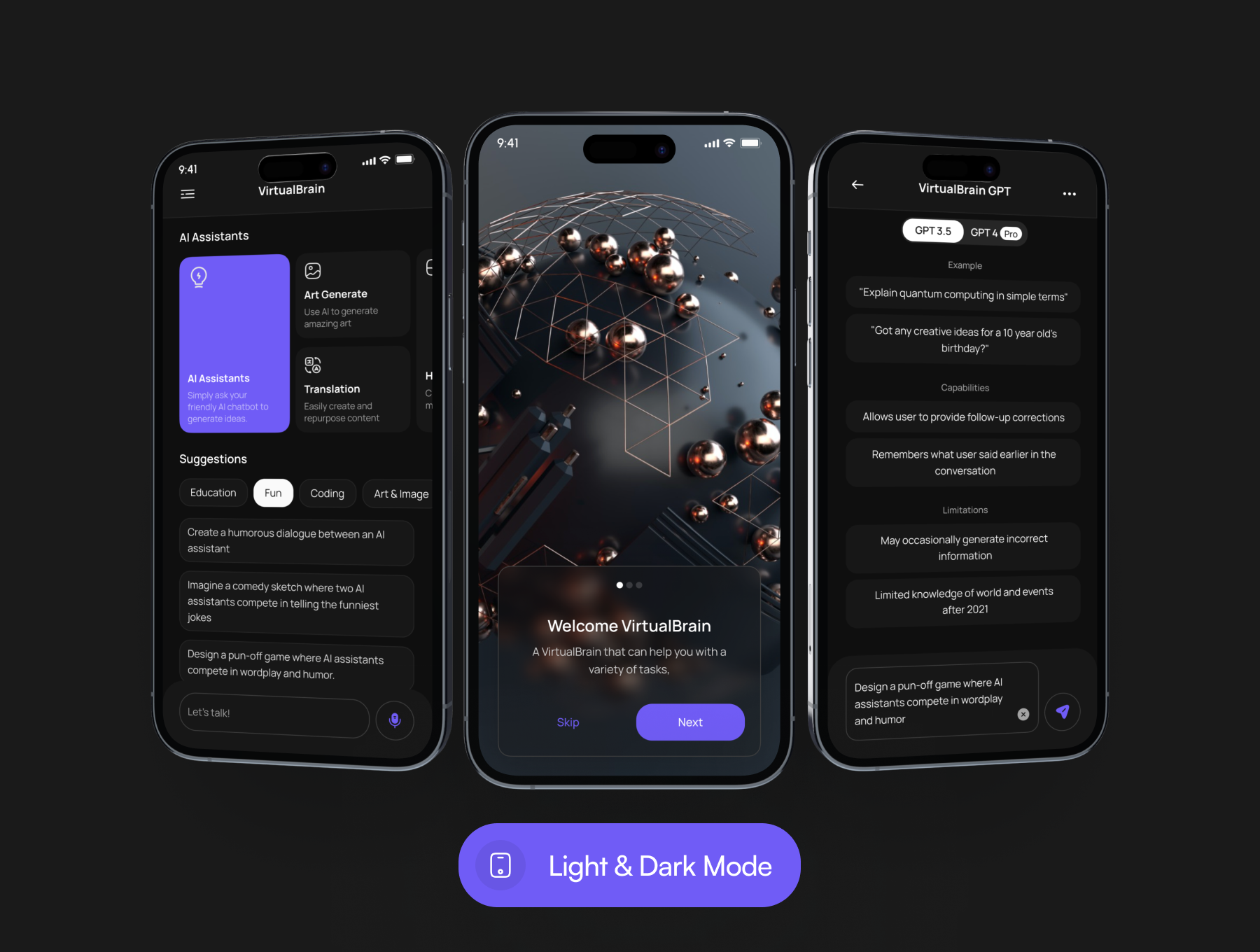Virtual Brain – AI Chatbot App UI Kit Screenshot 2
