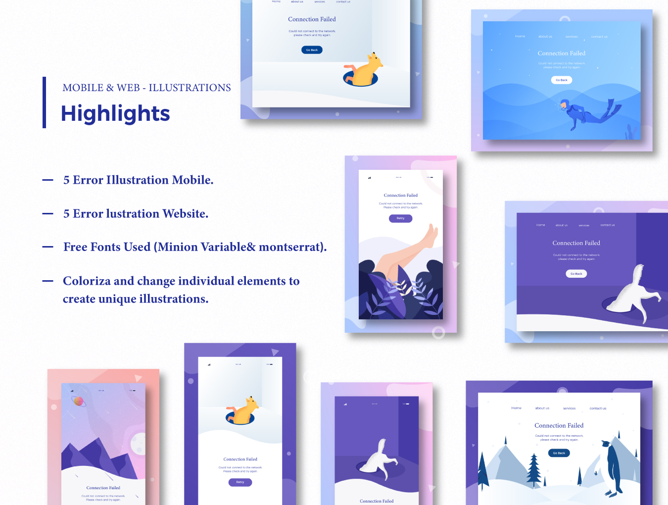 Error & E-commerce Illustrations Screenshot 1